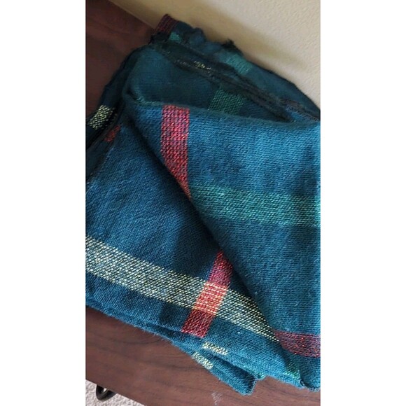 10 Cloth Dinner Napkins Green Plaid Sparkly Gold Red Christmas Holiday Lot Of 10 - Picture 9 of 9